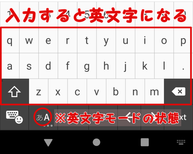 フルキー入力で英文字ができる状態